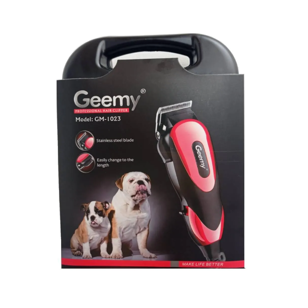 Máquina Peluquera Perros Gatos Geemy GM-1023 Kit Tijeras Peine Estuche