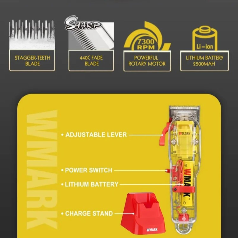 Máquina Peluquería Profesional Wmark NG108 Pro Recargable 7300RPM Base