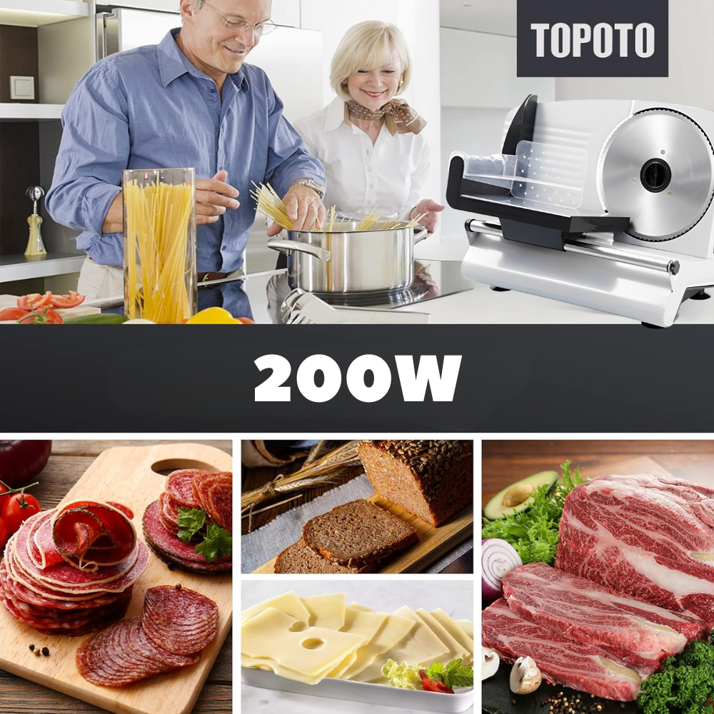 Rebanadora Eléctrica Carne Jamón Queso 200W Cuchilla 19cm Ajustable