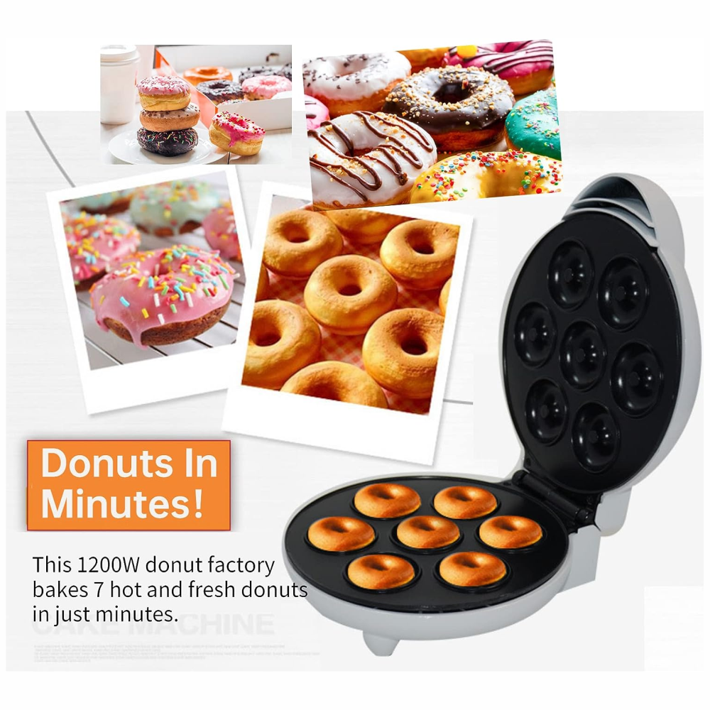 Máquina Mini Donas Eléctrica 7 Donas 1000W Antiadherente Postres