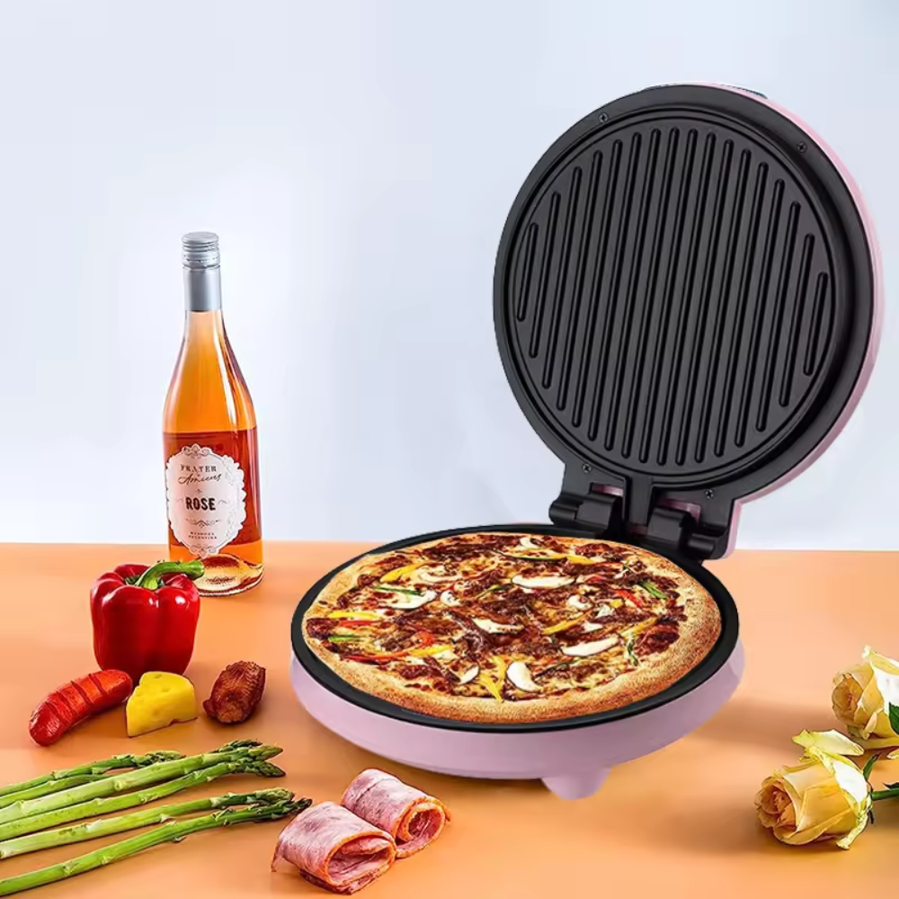 Máquina Pizza Eléctrica 1000W Sokany Antiadherente 30cm Termostato