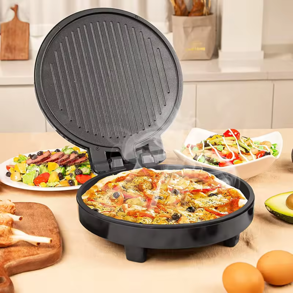 Máquina Pizza Eléctrica 1000W Sokany Antiadherente 30cm Termostato