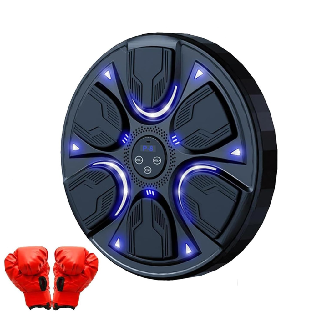 Máquina Boxeo Pared Musical Bluetooth LED 6 Pads Guantes Entrenamiento