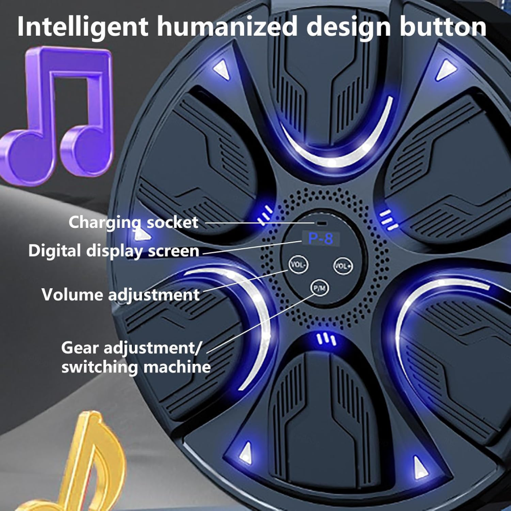 Máquina Boxeo Pared Musical Bluetooth LED 6 Pads Guantes Entrenamiento