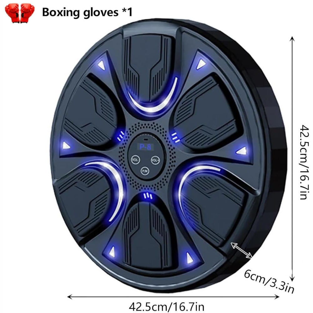 Máquina Boxeo Pared Musical Bluetooth LED 6 Pads Guantes Entrenamiento