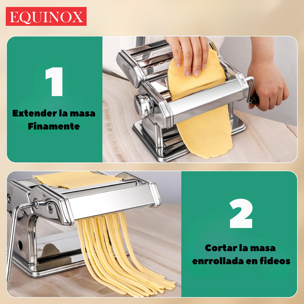 Máquina Hacer Pasta Manual Acero Inoxidable 7 Grosores Fetuccini