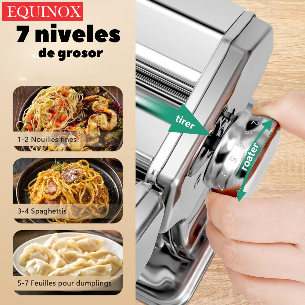 Máquina Hacer Pasta Manual Acero Inoxidable 7 Grosores Fetuccini