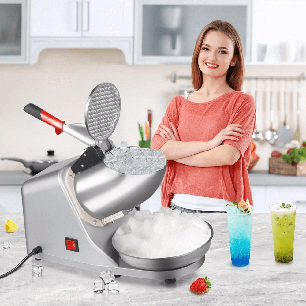 Máquina Trituradora Hielo Eléctrica Acero Inoxidable Raspado Comercial