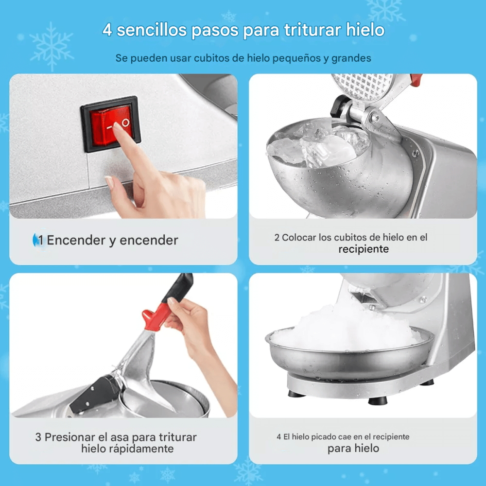 Máquina Trituradora Hielo Eléctrica Acero Inoxidable Raspado Comercial