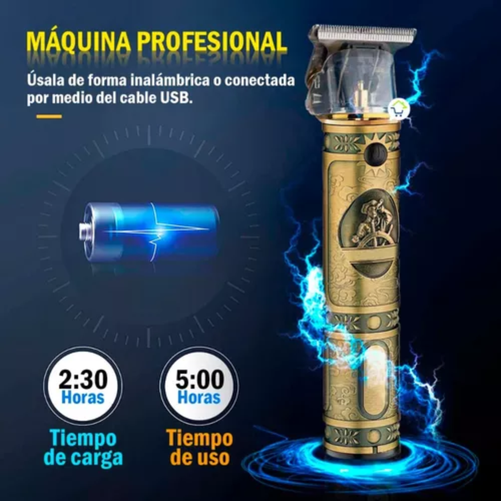 Patillera Profesional Recargable USB 1500mAh 5 Horas Diseño Grabado