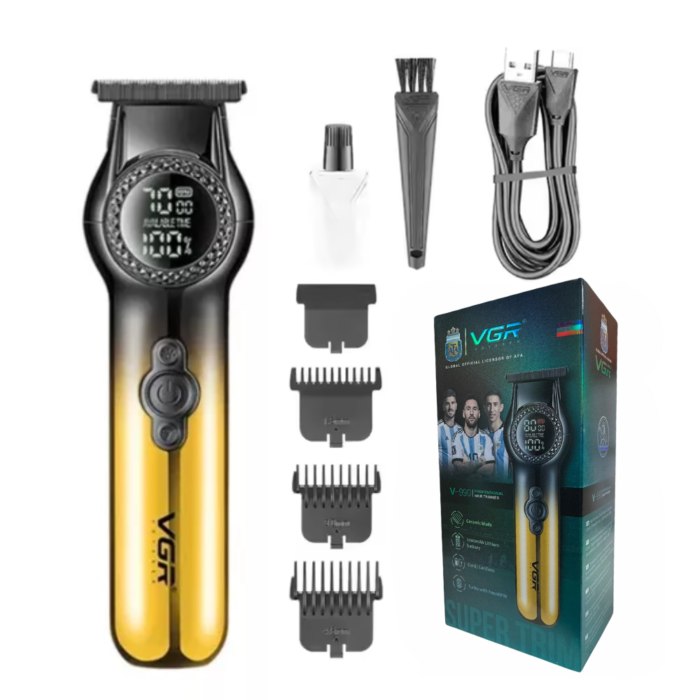 Patillera VGR V990 Recargable USB C Barba Contornos 8000RPM LED