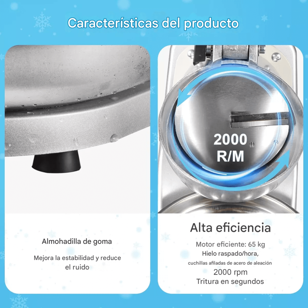 Máquina Trituradora Hielo Eléctrica Acero Inoxidable Raspado Comercial