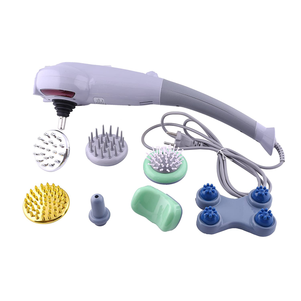 Masajeador Corporal Eléctrico 7 Cabezales Vibración Calor Cuello