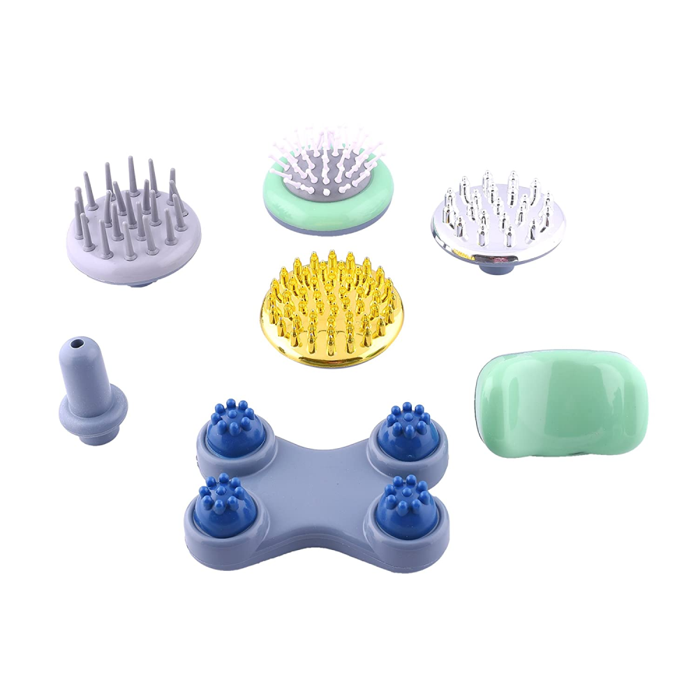 Masajeador Corporal Eléctrico 7 Cabezales Vibración Calor Cuello