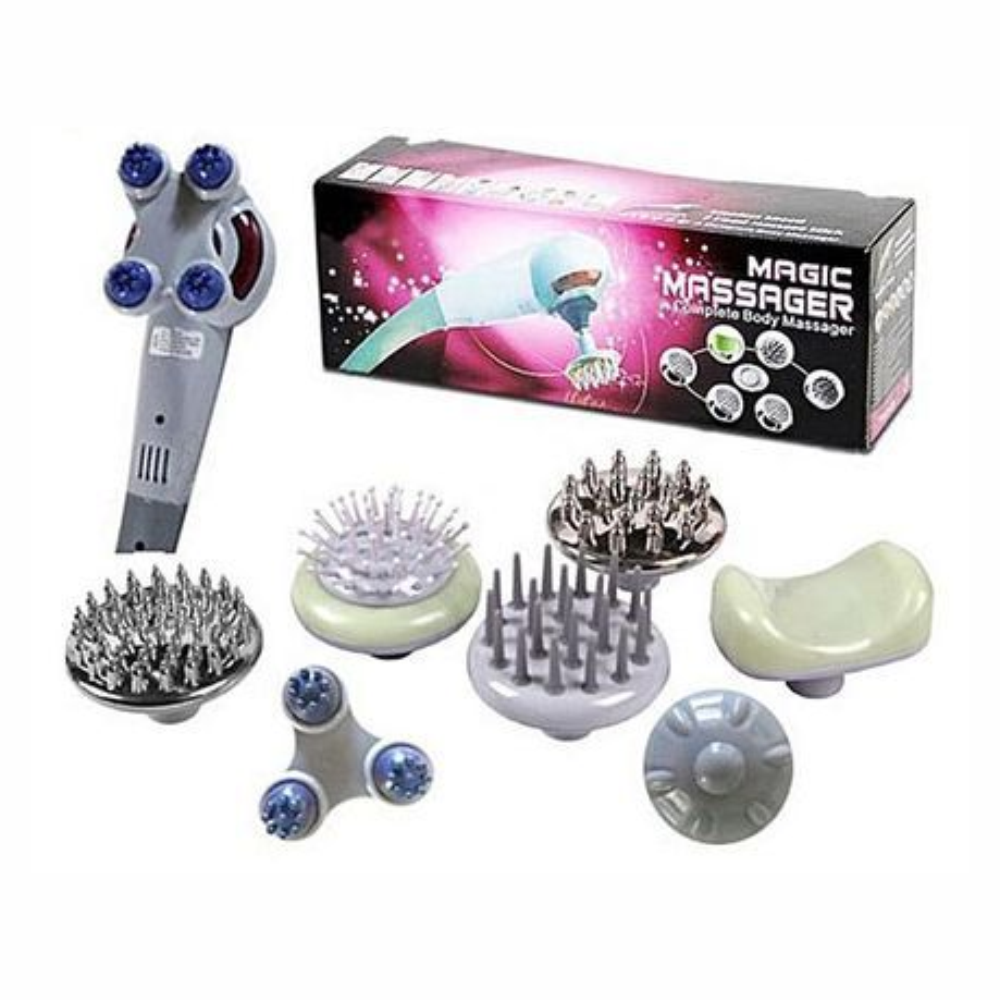 Masajeador Corporal Eléctrico 7 Cabezales Vibración Calor Cuello