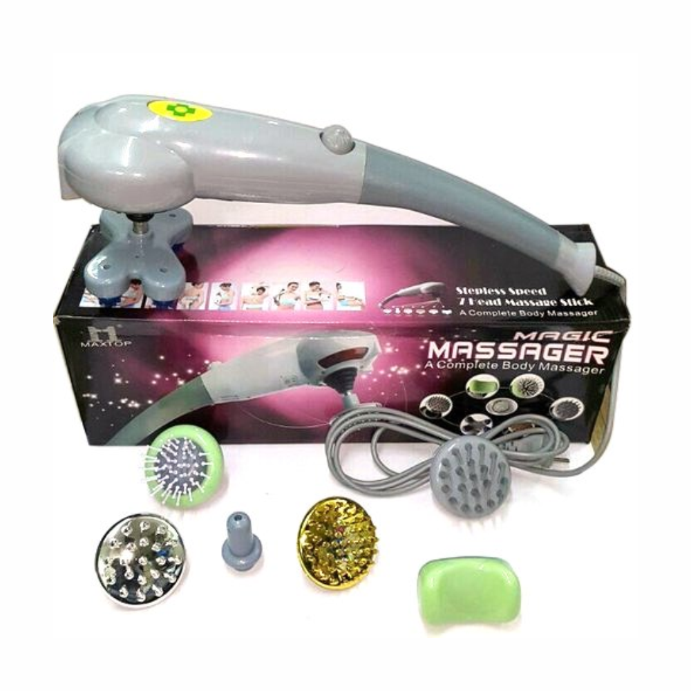 Masajeador Corporal Eléctrico 7 Cabezales Vibración Calor Cuello