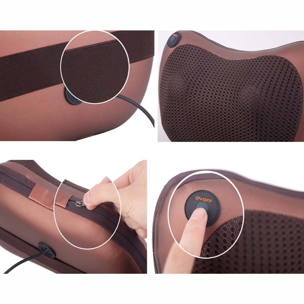 Masajeador Almohada Eléctrico Shiatsu Calor Cuello Espalda 110V 12V