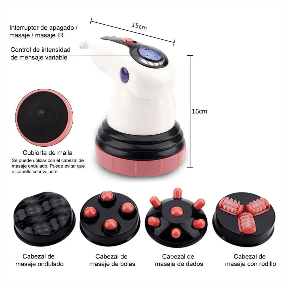 Masajeador Corporal Eléctrico 5 Cabezales Moldeador Abdomen Piernas