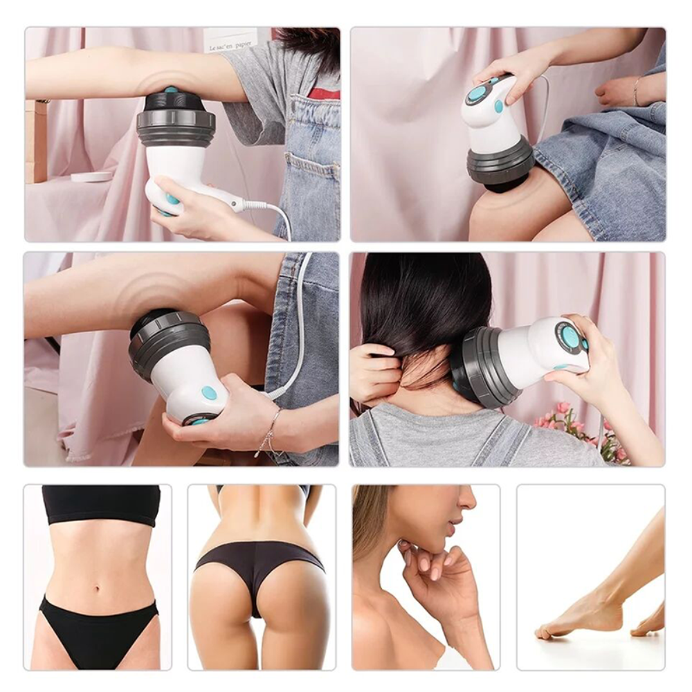 Masajeador Corporal Eléctrico 5 Cabezales Moldeador Abdomen Piernas