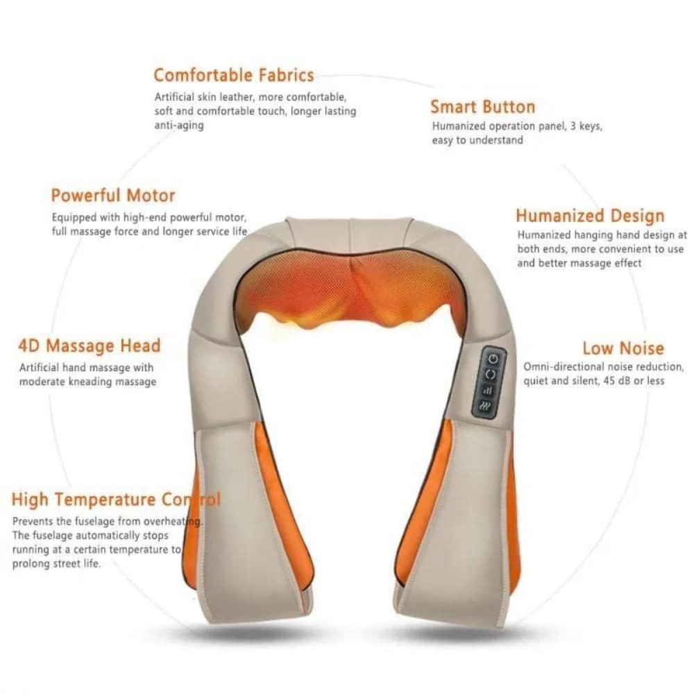 Masajeador Cervical Amasado Calor Infrarrojo Cuello Espalda 8 Nodos
