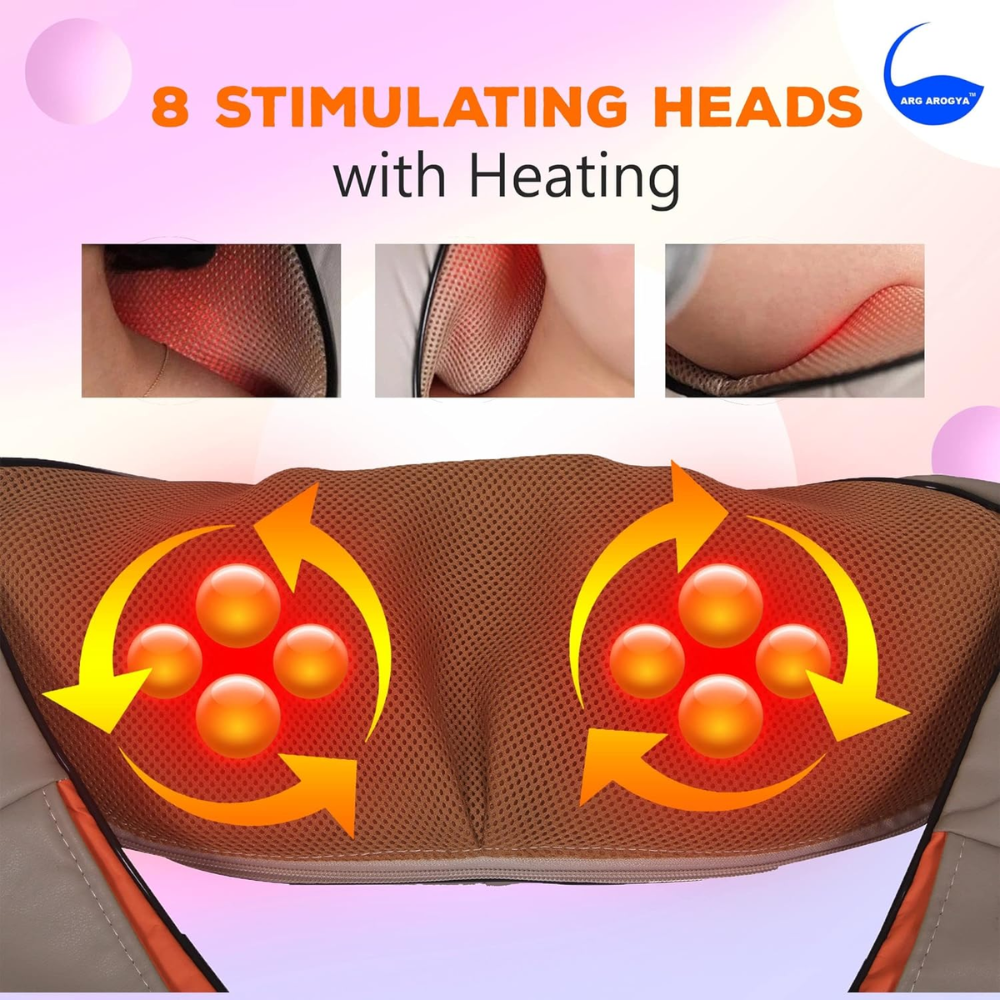 Masajeador Cervical Amasado Calor Infrarrojo Cuello Espalda 8 Nodos