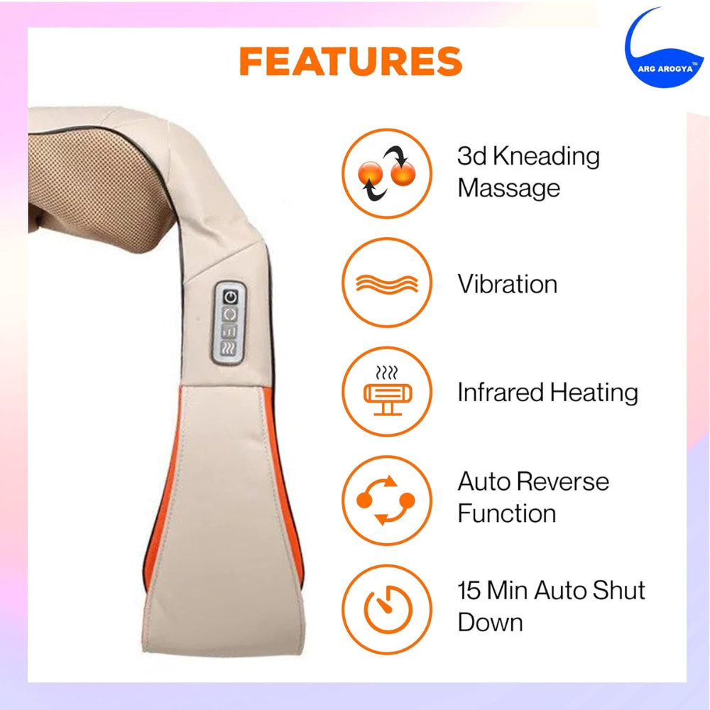 Masajeador Cervical Amasado Calor Infrarrojo Cuello Espalda 8 Nodos