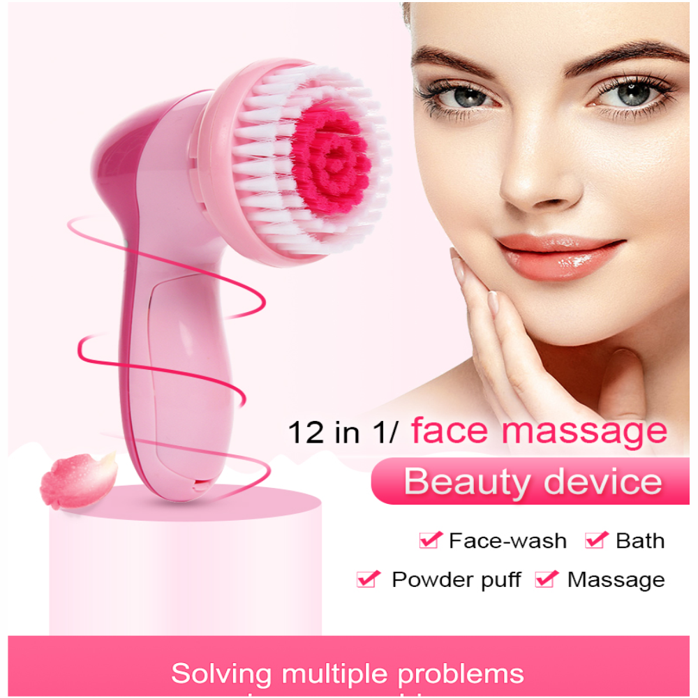 Masajeador Limpiador Facial Eléctrico 12x1 Cabezales Exfoliante