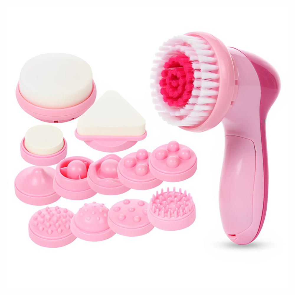 Masajeador Limpiador Facial Eléctrico 12x1 Cabezales Exfoliante