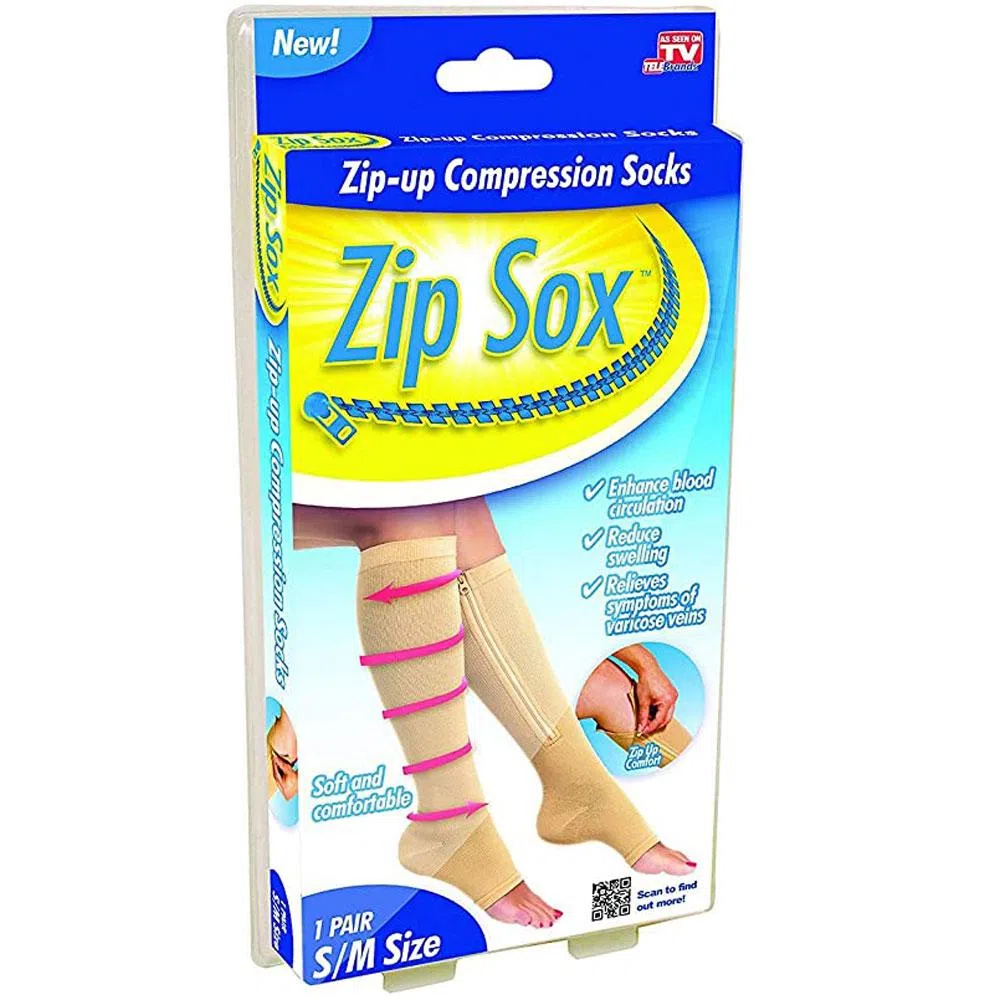Medias Compresión Cremallera Punta Abierta Piernas Cansadas Unisex
