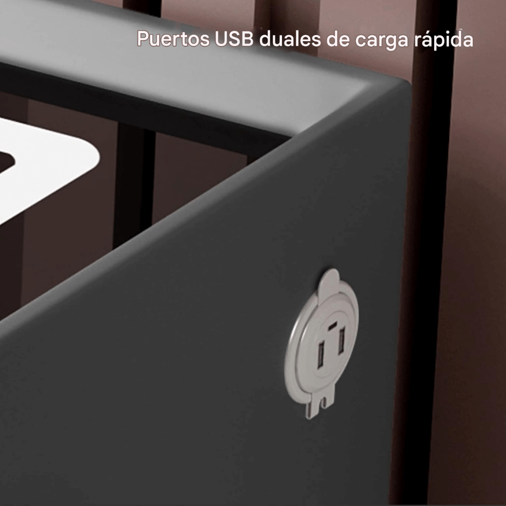 Mesa Noche Inteligente Carga Inalámbrica USB LED Parlante Bluetooth