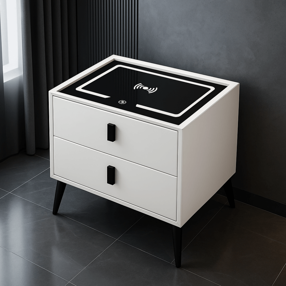 Mesa Noche Inteligente Carga Inalámbrica USB LED Parlante Bluetooth