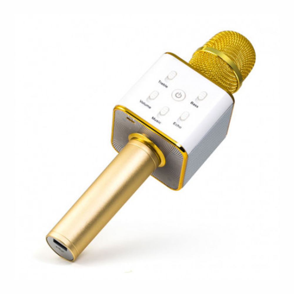 Micrófono Karaoke Bluetooth Q7 Parlante Integrado Inalámbrico Aluminio