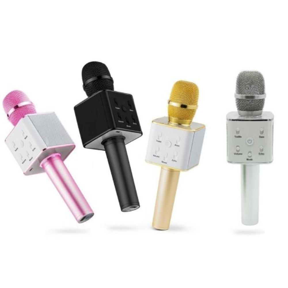 Micrófono Karaoke Bluetooth Q7 Parlante Integrado Inalámbrico Aluminio