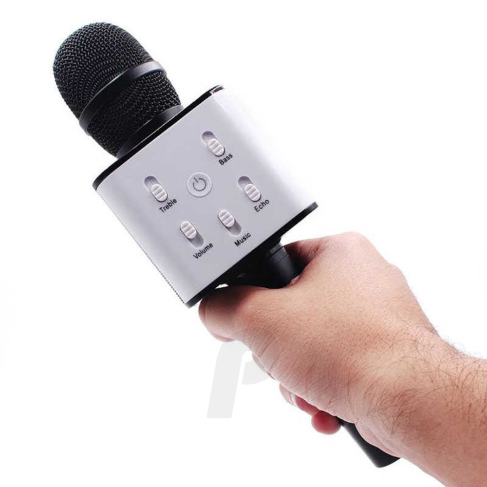 Micrófono Karaoke Bluetooth Q7 Parlante Integrado Inalámbrico Aluminio