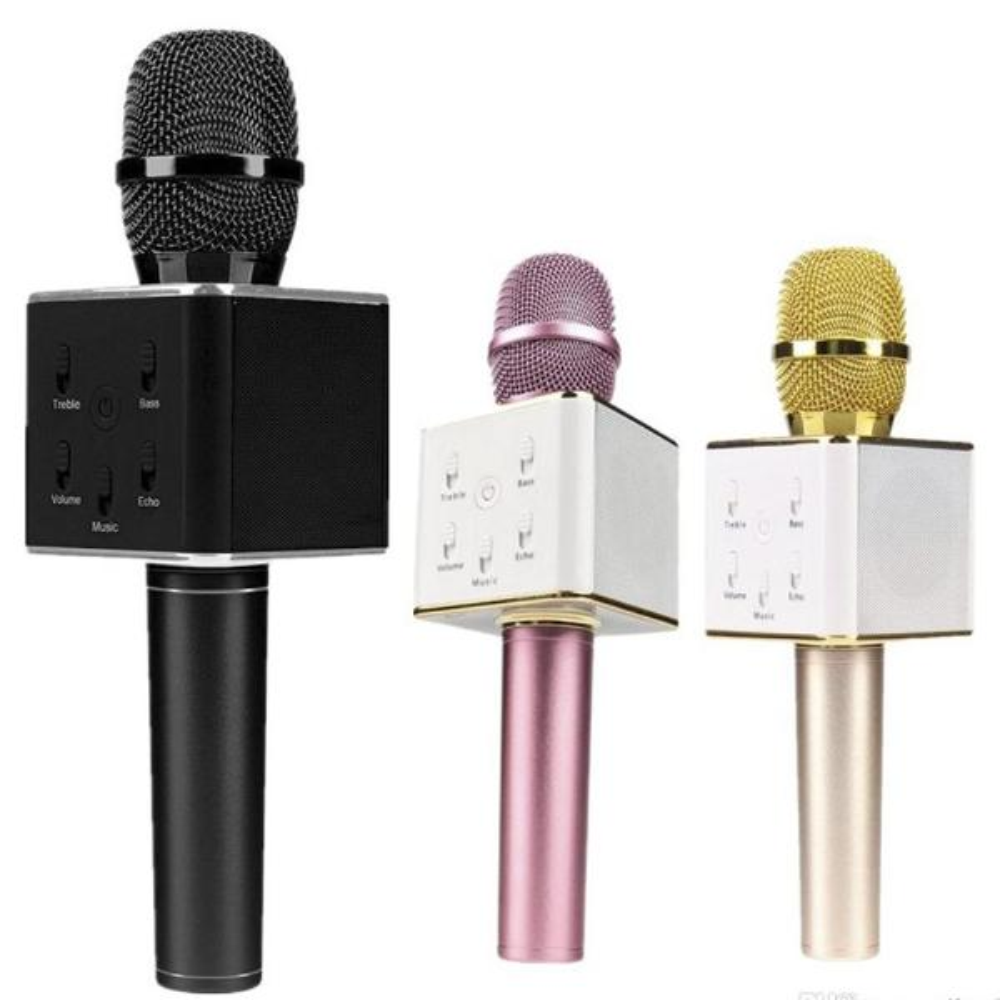 Micrófono Karaoke Bluetooth Q7 Parlante Integrado Inalámbrico Aluminio