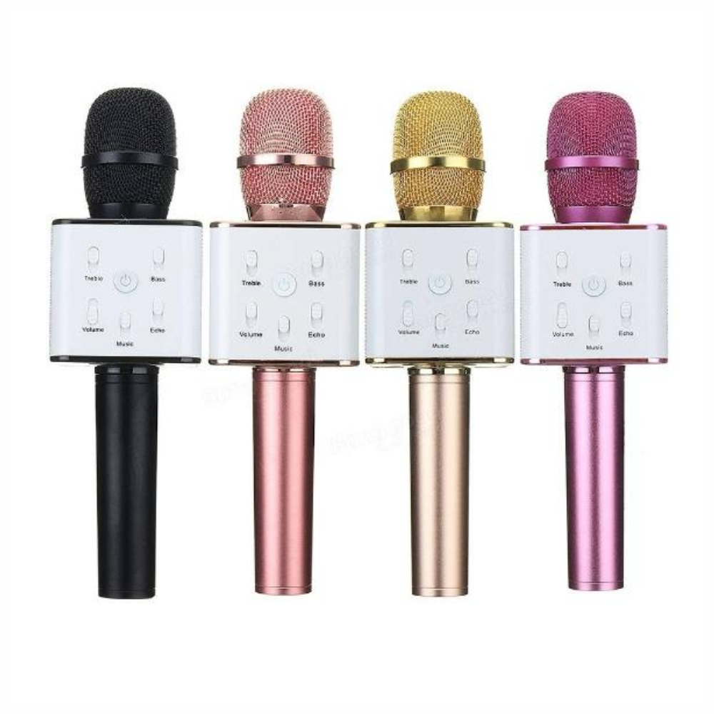 Micrófono Karaoke Bluetooth Q7 Parlante Integrado Inalámbrico Aluminio