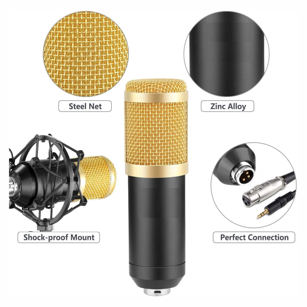 Micrófono Condensador BM800 Estudio Voz Música Brazo Tijera Streaming