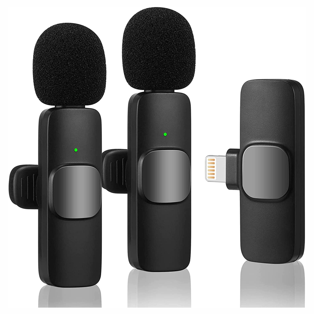 Micrófono Solapa Inalámbrico Doble Lightning iPhone iPad Plug Play