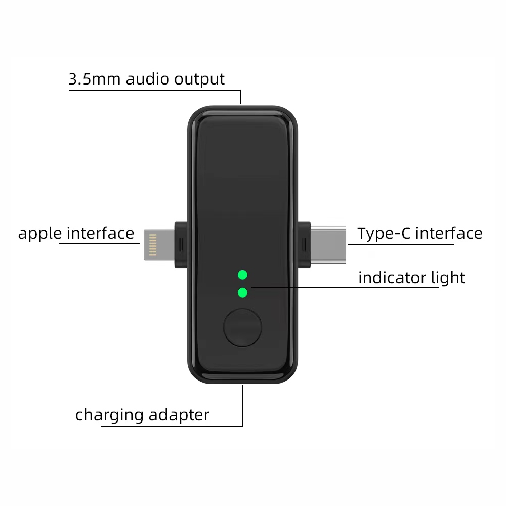 Micrófono Solapa Inalámbrico 2.4GHz Tipo C Lightning Reducción Ruido
