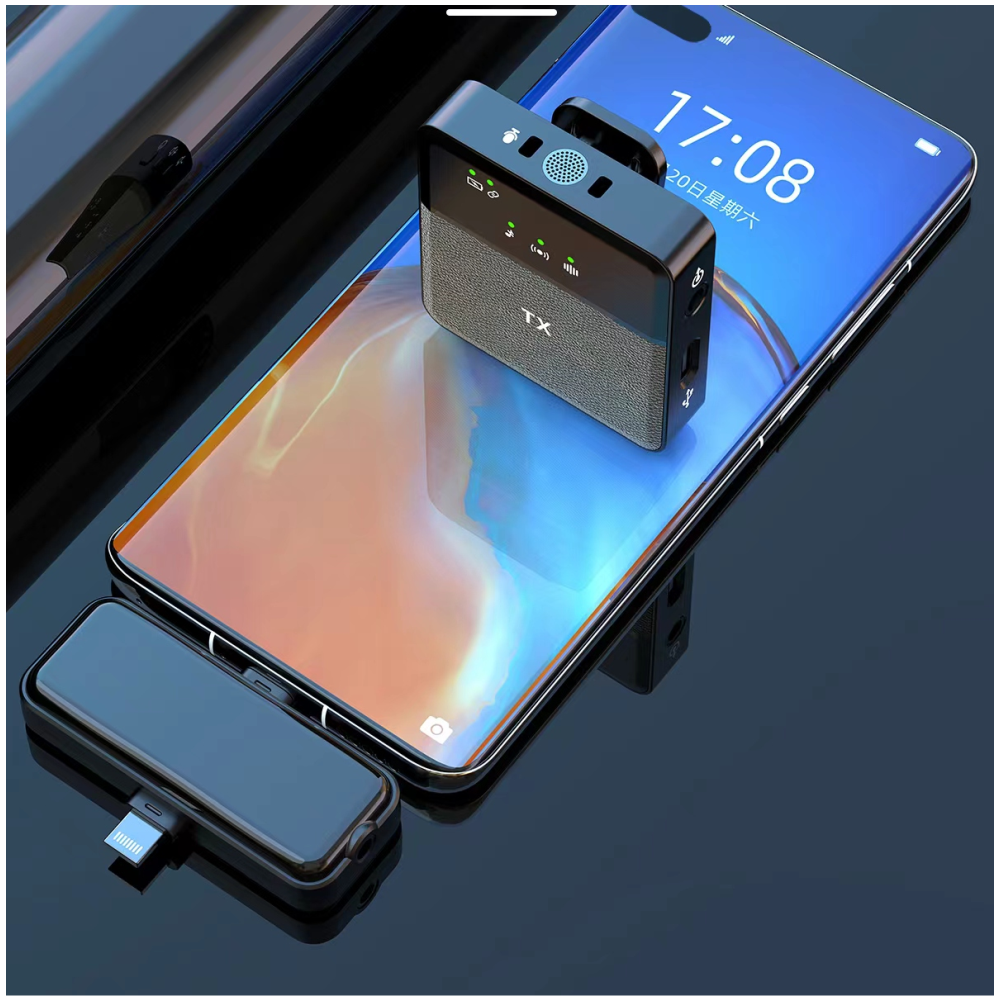 Micrófono Solapa Inalámbrico 2.4GHz Tipo C Lightning Reducción Ruido