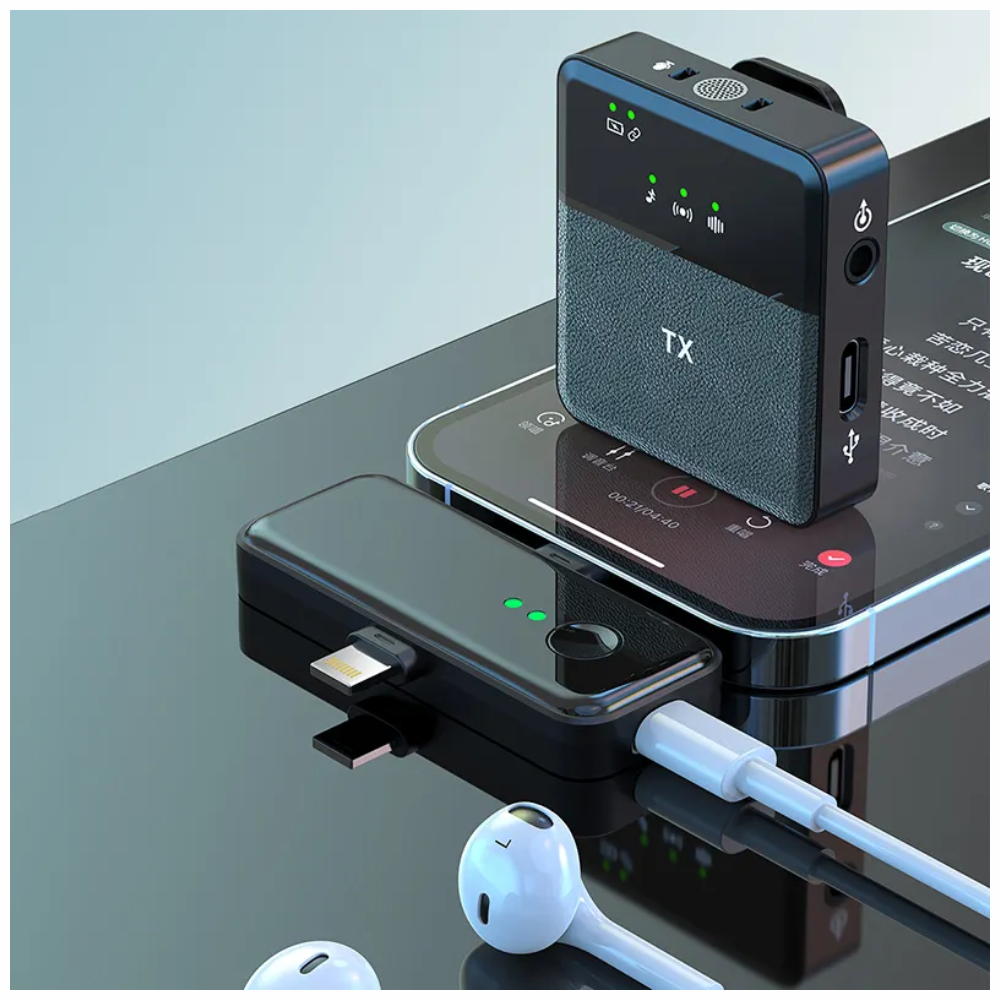 Micrófono Solapa Inalámbrico 2.4GHz Tipo C Lightning Reducción Ruido