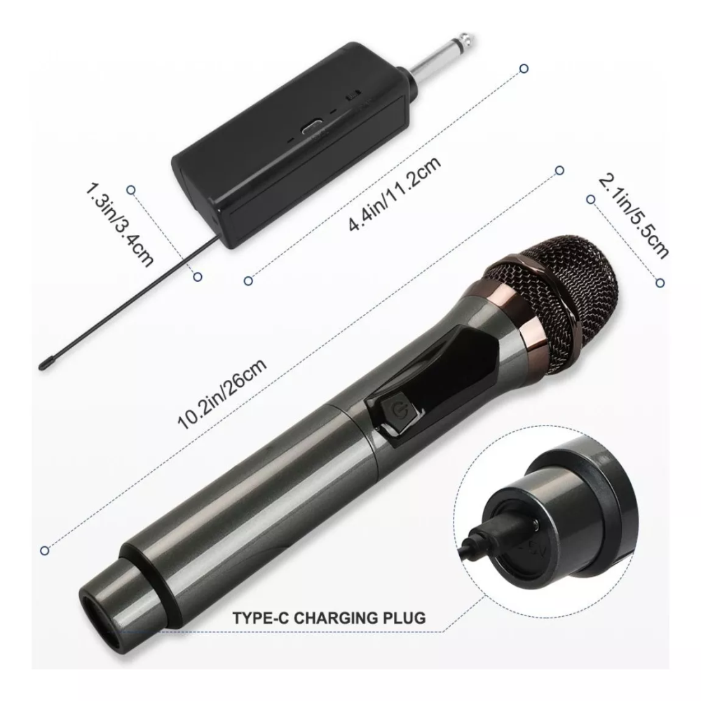 Micrófono Inalámbrico Doble UHF Recargable DX-U802 Karaoke Eventos