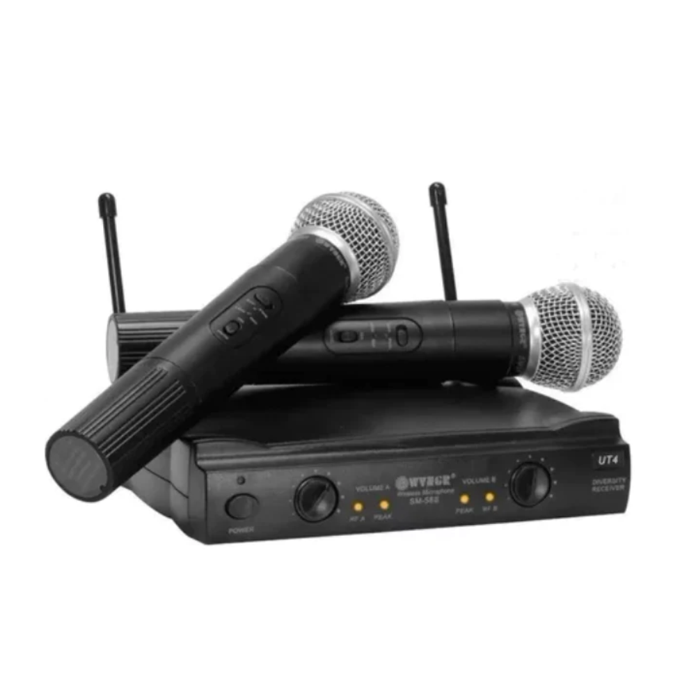 Kit 2 Micrófonos Inalámbricos Wvngr Receptor Doble Antena Karaoke