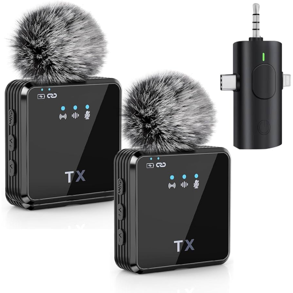 Micrófono Solapa Inalámbrico Doble F11 3x1 iPhone Android PC Cámara