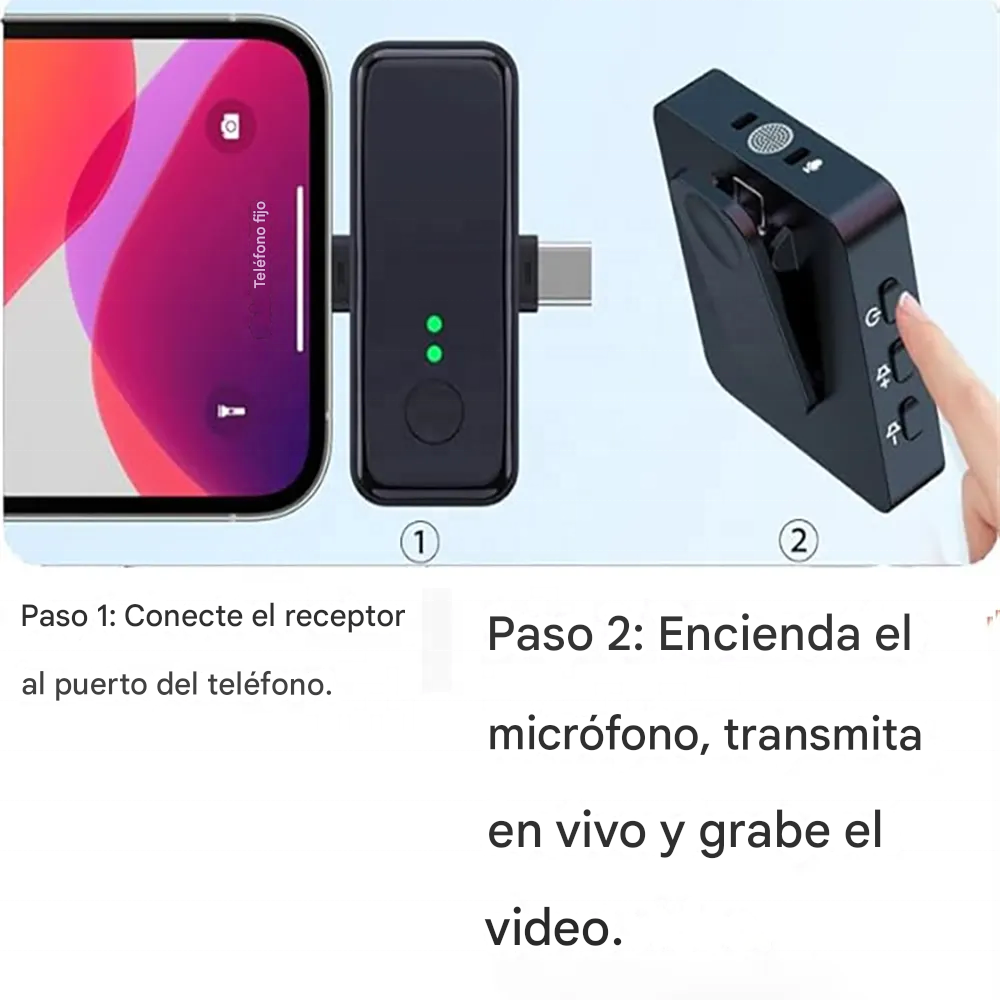 Micrófono Solapa Inalámbrico Doble F11 3x1 iPhone Android PC Cámara