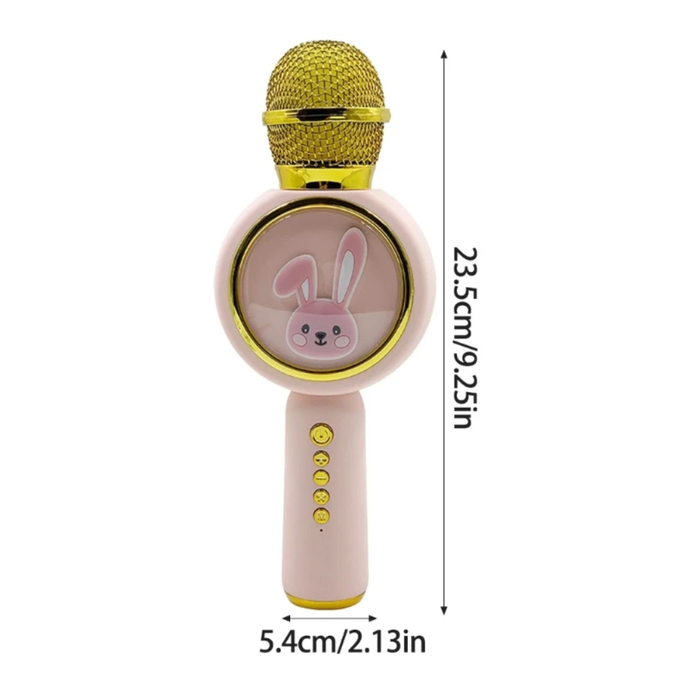 Micrófono Karaoke Niños X6 Bluetooth Parlante Cambiador Voz Conejo