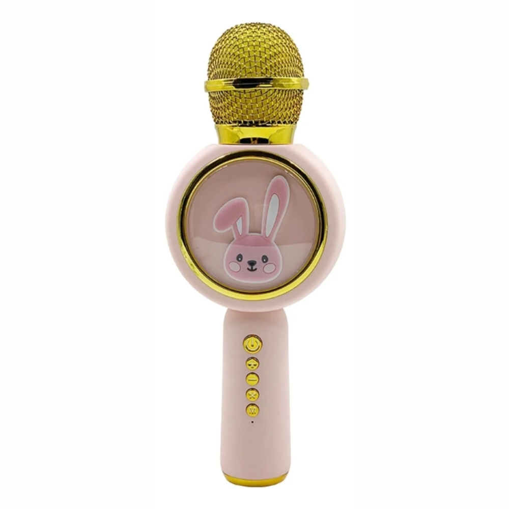 Micrófono Karaoke Niños X6 Bluetooth Parlante Cambiador Voz Conejo