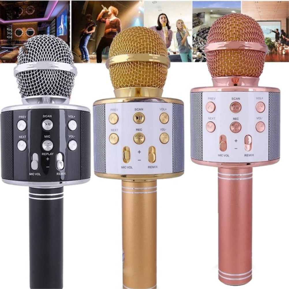 Micrófono Karaoke Bluetooth WS858 Parlante Efectos Voz Grabación USB