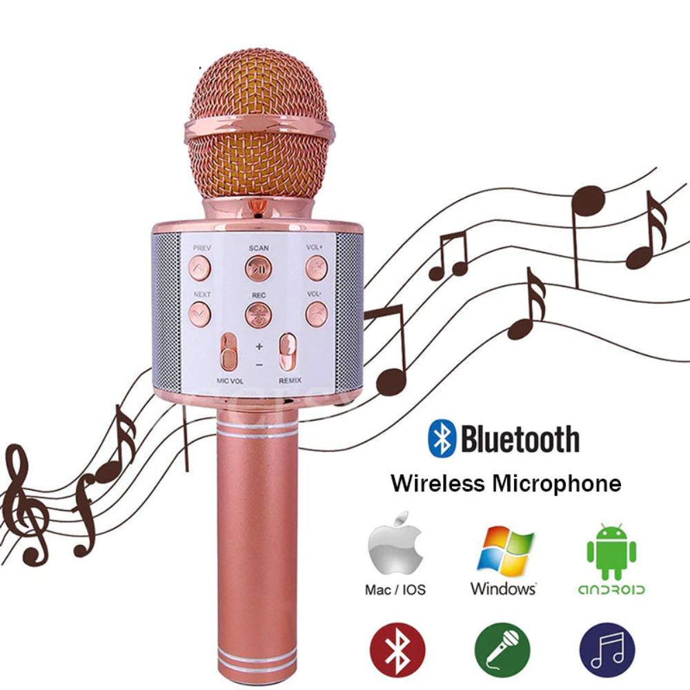 Micrófono Karaoke Bluetooth WS858 Parlante Efectos Voz Grabación USB