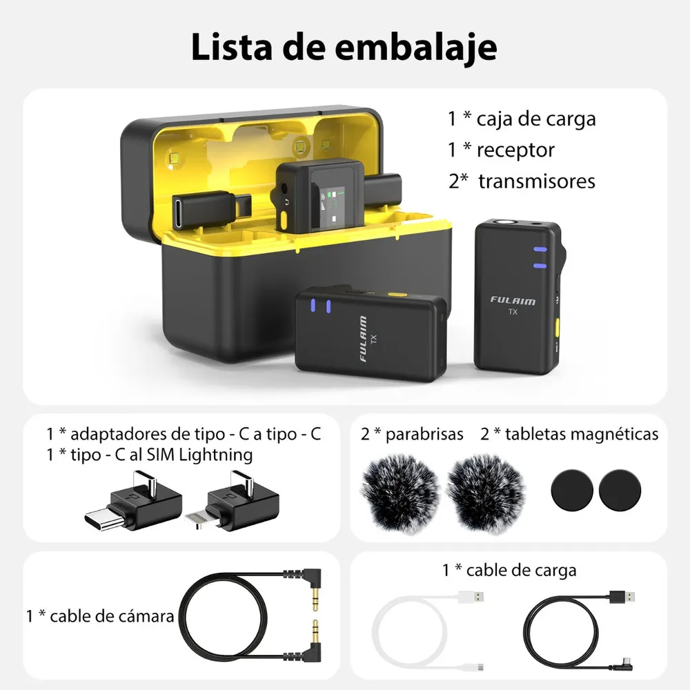 Micrófono Solapa Inalámbrico Doble 3x1 SX-12 iPhone Android Cámara
